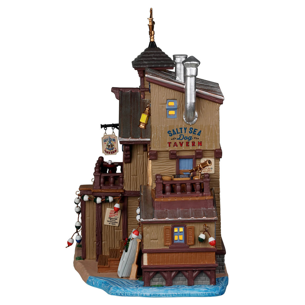 LEMAX - The Salty Sea Dog Tavern: Edificio In Porcellana Illuminato Per Villaggio Nordico, 24.5 Cm