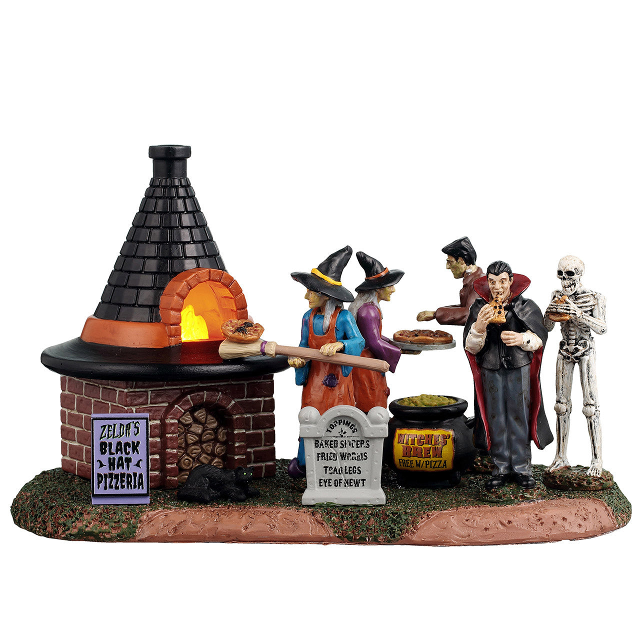 Lemax Zelda's Black Hat Pizzeria Lighted Halloween Table Accent