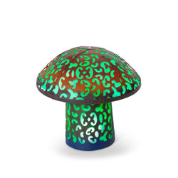 11.02 in H Green Solar Lighted Metal Mushroom