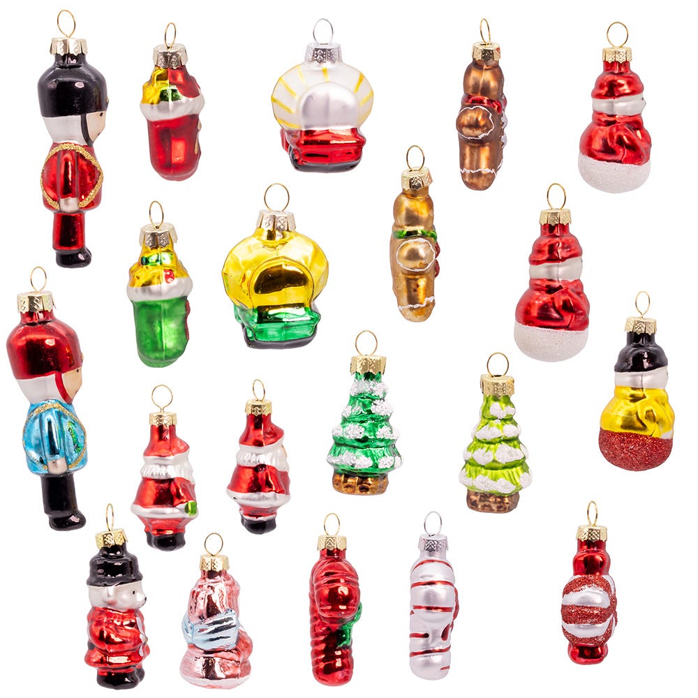 Kurt Adler Petite Treasures Miniature Glass Christmas Ornaments, 20