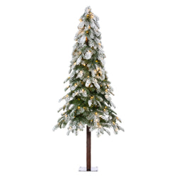 Sterling 6 ft. Pre Lit Warm White LED Flocked Alpine Tree