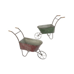 Metal Antique Wheelbarrow Planters, set of 2