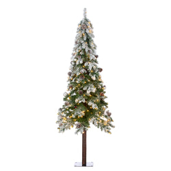 Sterling 6 ft. Pre Lit Warm White LED Frosted Flocked Alpine Tree