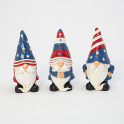 6.3 in. Resin Americana Gnome Figurines, set of 3