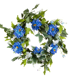 24 in. Blue Wild Flower Wreath