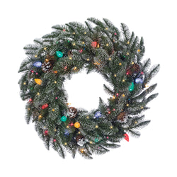 Sterling 24 in. Pre Lit Multi Colored UL Lightly Flocked Smoky Mountain Wreath