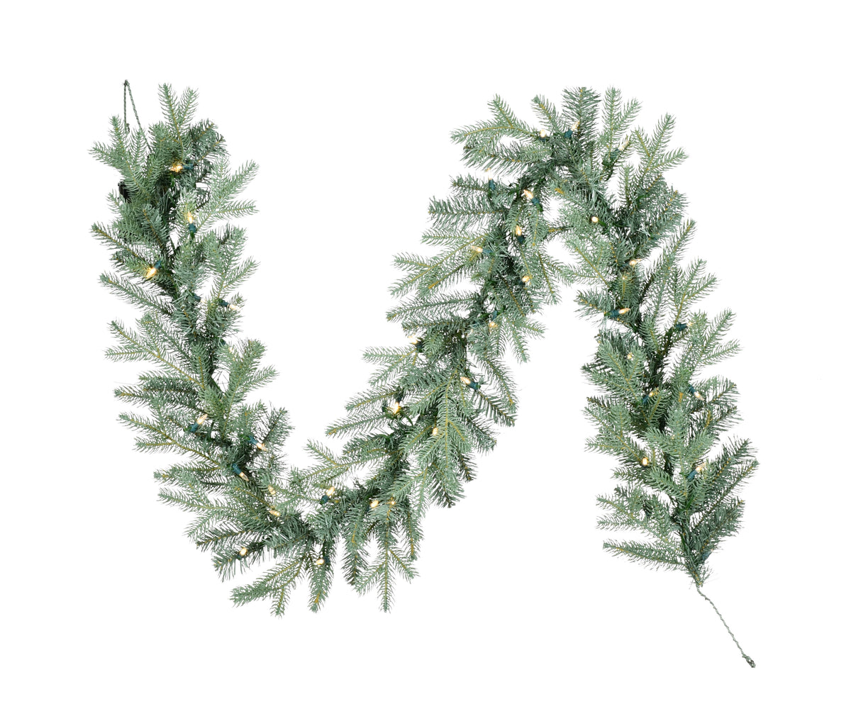 Sterling 6 ft. Pre Lit Warm White LED Blue Spruce Garland House of