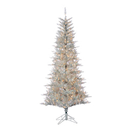 Sterling 7.5 ft. Pre Lit Clear UL Silver Tuscany Tinsel Tree