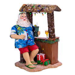 Kurt Adler 11-Inch Fabriché™ Beach Santa Sitting At Tiki Bar