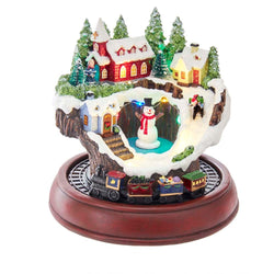 Kurt Adler 7.5-Inch Battery-Operated LED Musical Village and Train Table Piece