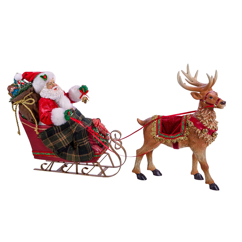 Kurt Adler 10-Inch Santa in Sleigh with Deer