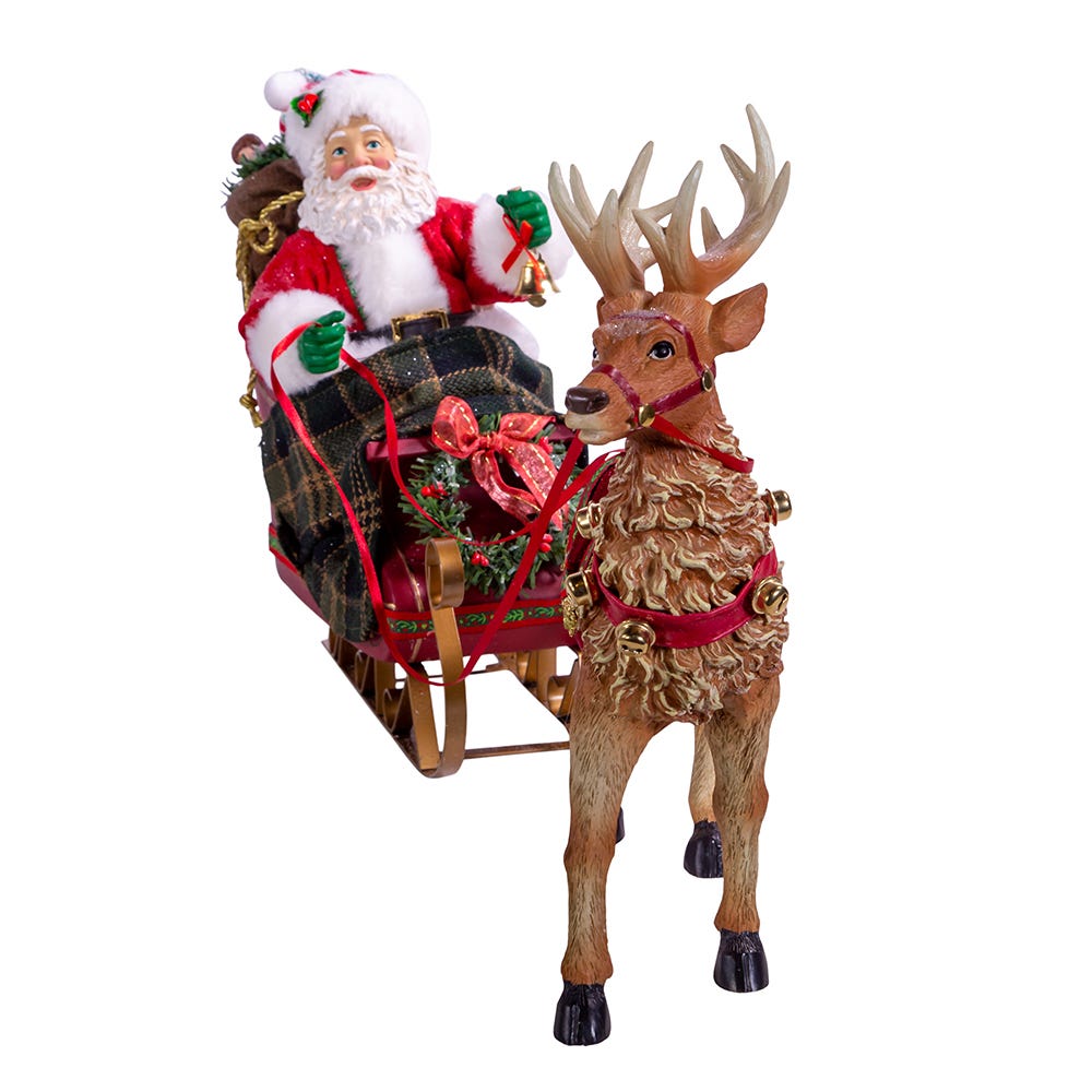 Kurt Adler 10-Inch Santa in Sleigh with Deer