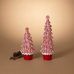 Whimsical Traditional Peppermint Ribbon Christmas Candy Trees