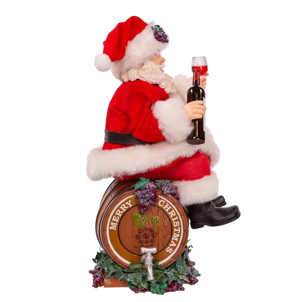 Kurt Adler 10.5-Inch Fabriché Santa Sitting on Wine Barrel FA0193