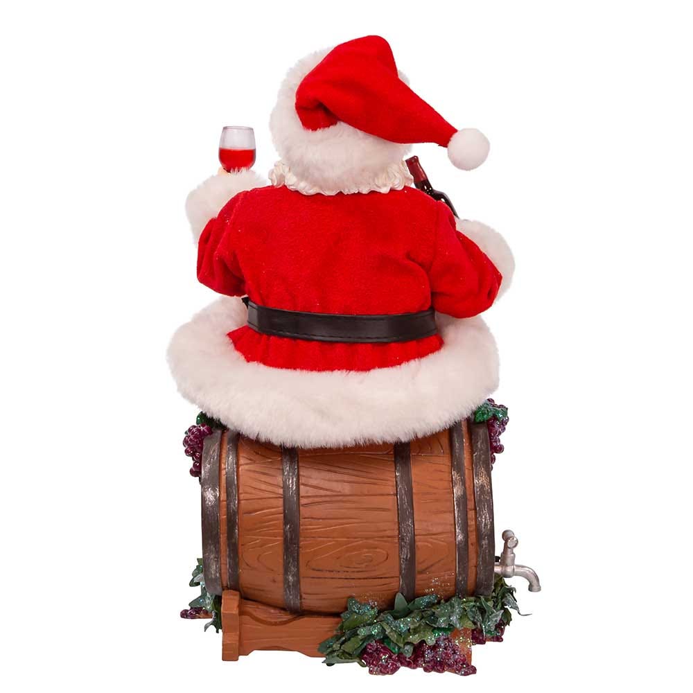 Kurt Adler 10.5-Inch Fabriché Santa Sitting on Wine Barrel FA0193