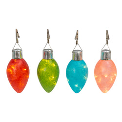 Set of 4 Solar Powered Christmas Holiday Glass Light Bulbs