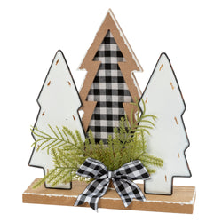 12-in H Wood Holiday Trees with Pine & Bow Accent