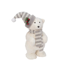 16-in H Polar Bear Figurine with Hat & Scarf
