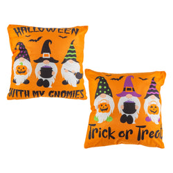 Set of 2 Orange Halloween Gnome Throw Pillow Decor