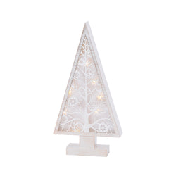 16-in H Battery- Operated Lighted Metal and Laser Cut Wood Tree