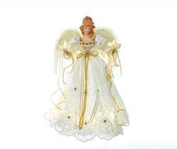 Kurt Adler 14-Inch Battery-Operated Ivory and Gold LED Angel Treetop