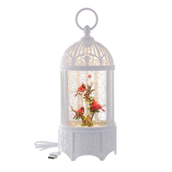 Kurt Adler 10.25-Inch Battery-Operated LED Swirl Cardinals in Water Bird Cage