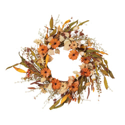 22-Inch Diameter Harvest Wreath with Fall Flowers and Berries