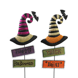 Set of 2 Spooky Halloween Witch Hat Yard Stake, Outdoor Decor