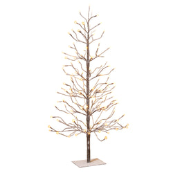 4 Foot Tall Snowy Brown Pre Lit Tree, 128 Warm White LEDs