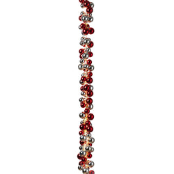 58.5-Inch Long Electric Red and Silver Lighted Ornament Strung Garland