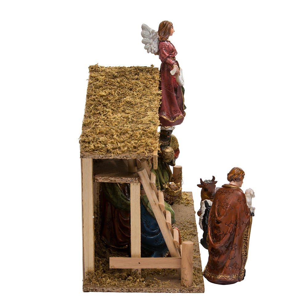 Kurt Adler 12Piece Nativity Set with Wooden Stable N1005 House of