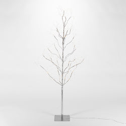 5 Foot Tall Silver Glowing Lighted Tree, Micro LEDs