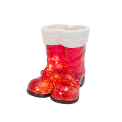 16.3-in H Battery- Operated Lighted Resin Holiday Santa Boots with 10 LED Lights