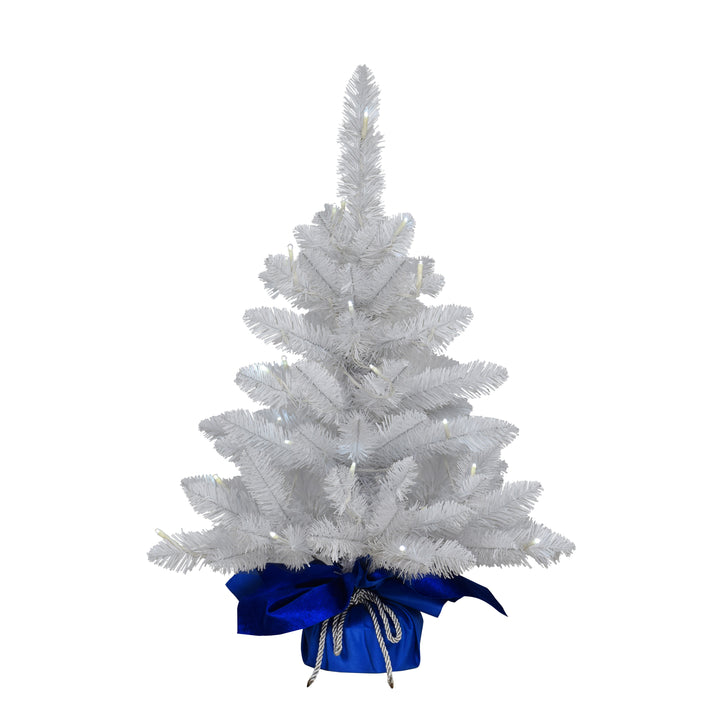 2 ft Pre-Lit Table Top Artificial Christmas Tree with 35 Lights in Blue Sac White 1834-ST20LW035A-BO