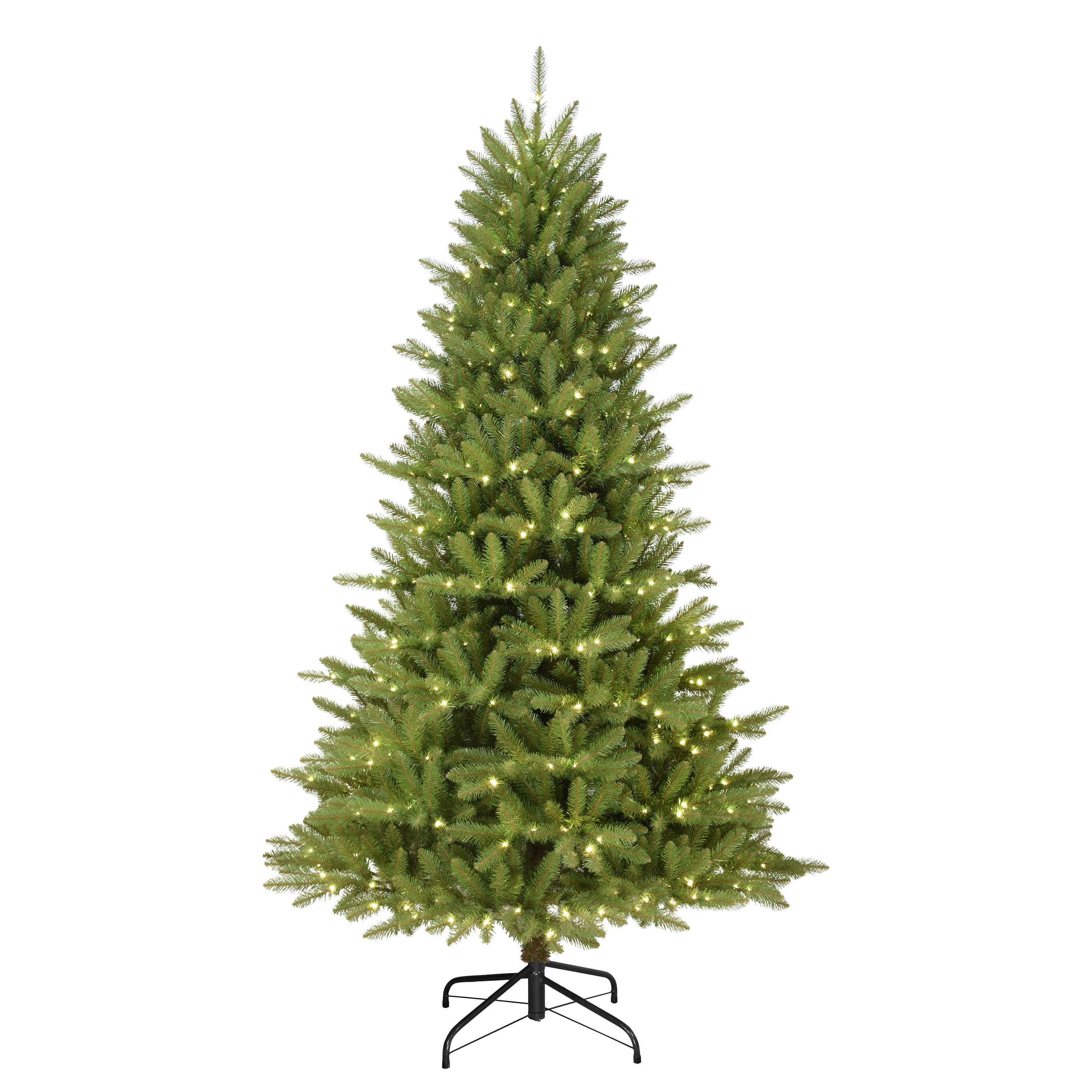 7.5 ft Pre-Lit Fraser Fir Artificial Christmas Tree with 400 Multi-Function Dual RGB LED Lights with Remote Sure-Lit Pole® Metal Stand Green FFRA-75QRGBL4