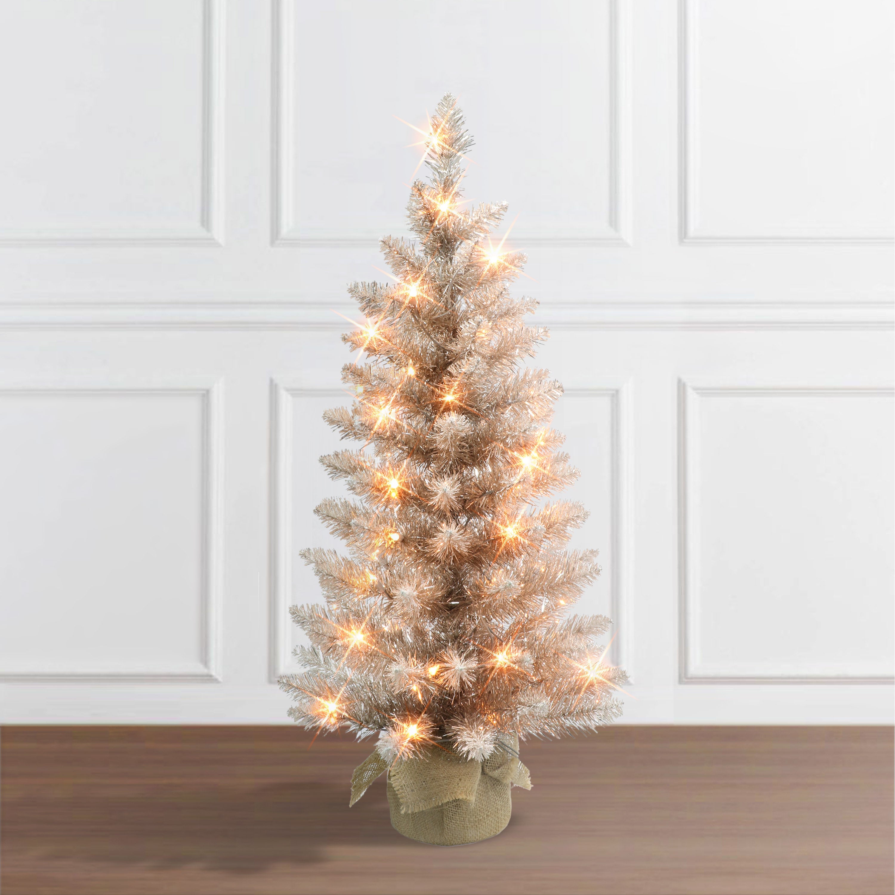 3ft Pre-lit Rose Gold Christmas Tree