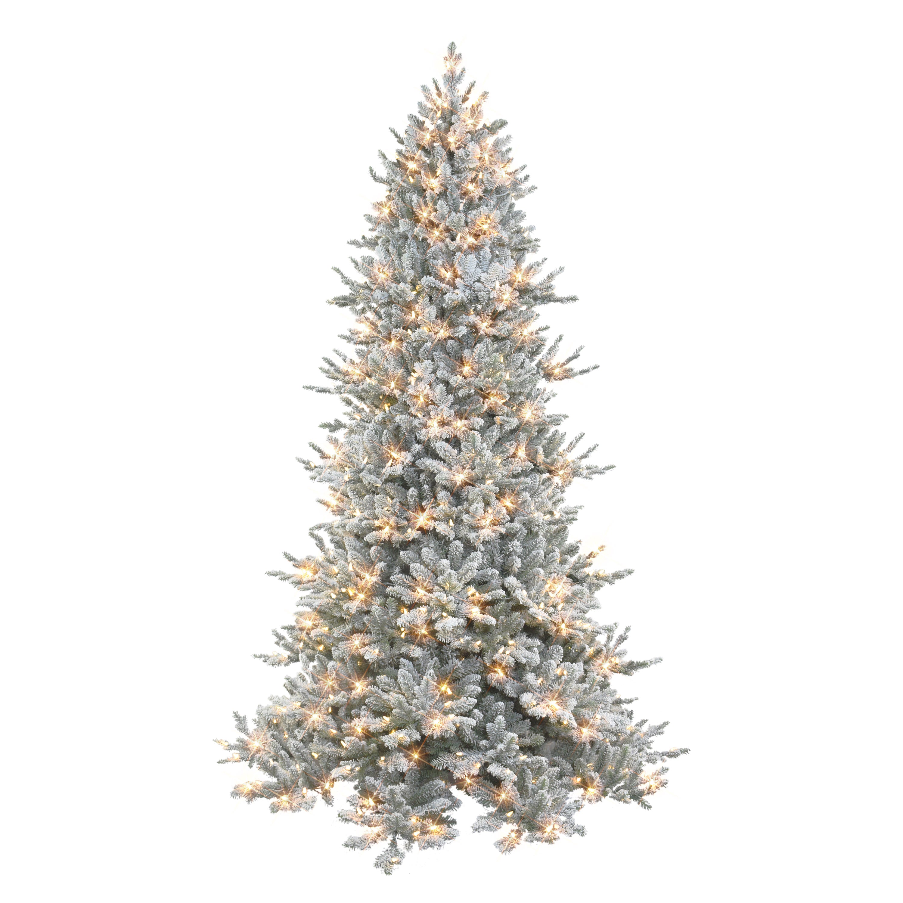 7.5 ft Pre-lit Flocked Royal Majestic Douglas Fir Downswept Artificial Christmas Tree Sure-Lit Pole® 700 Dual Color LED Lights Metal Stand Green RMDDFA-75QLD7