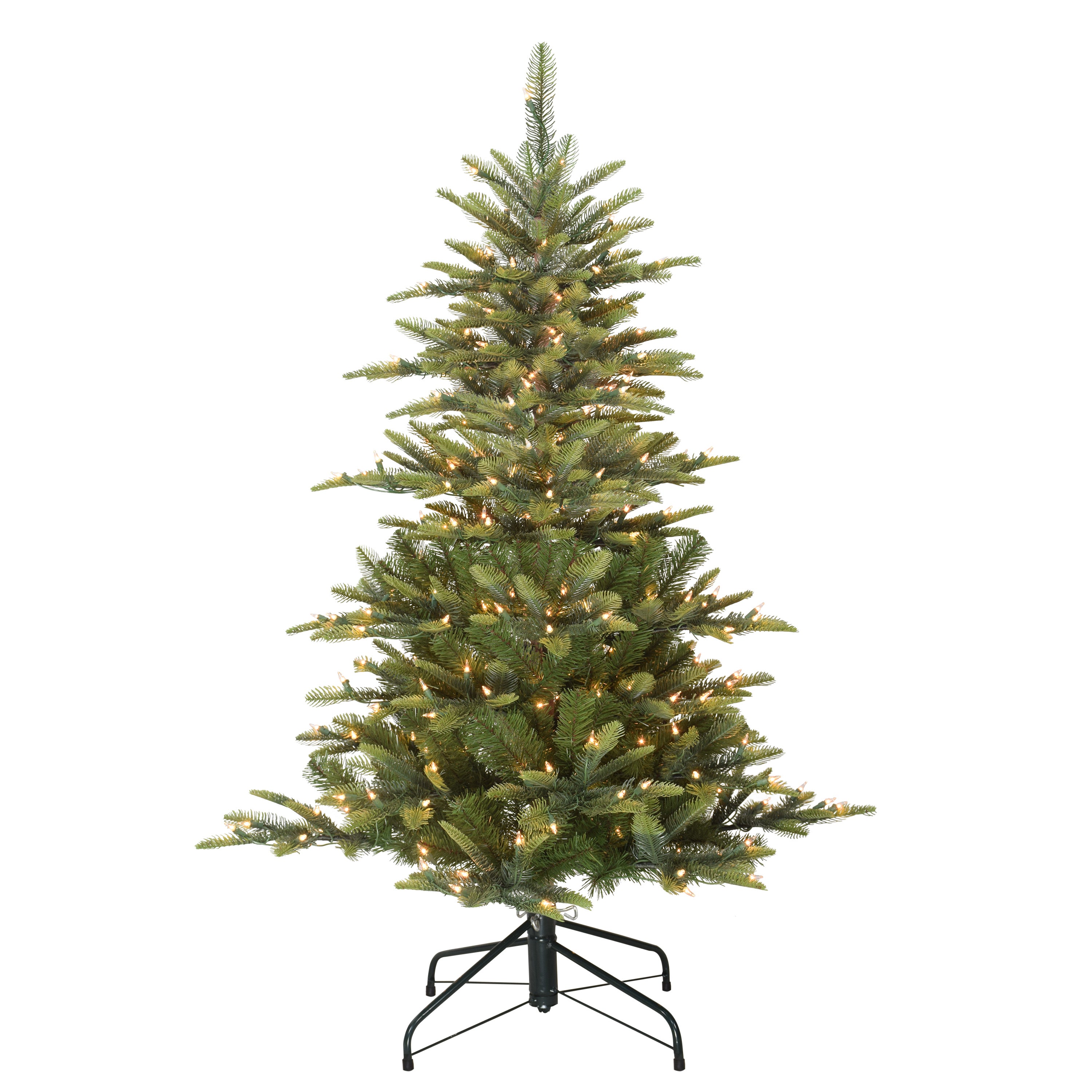 4.5 ft Pre-Lit Aspen Fir Artificial Christmas Tree with 250 UL Clear Lights Metal Stand Green APGA-45C25