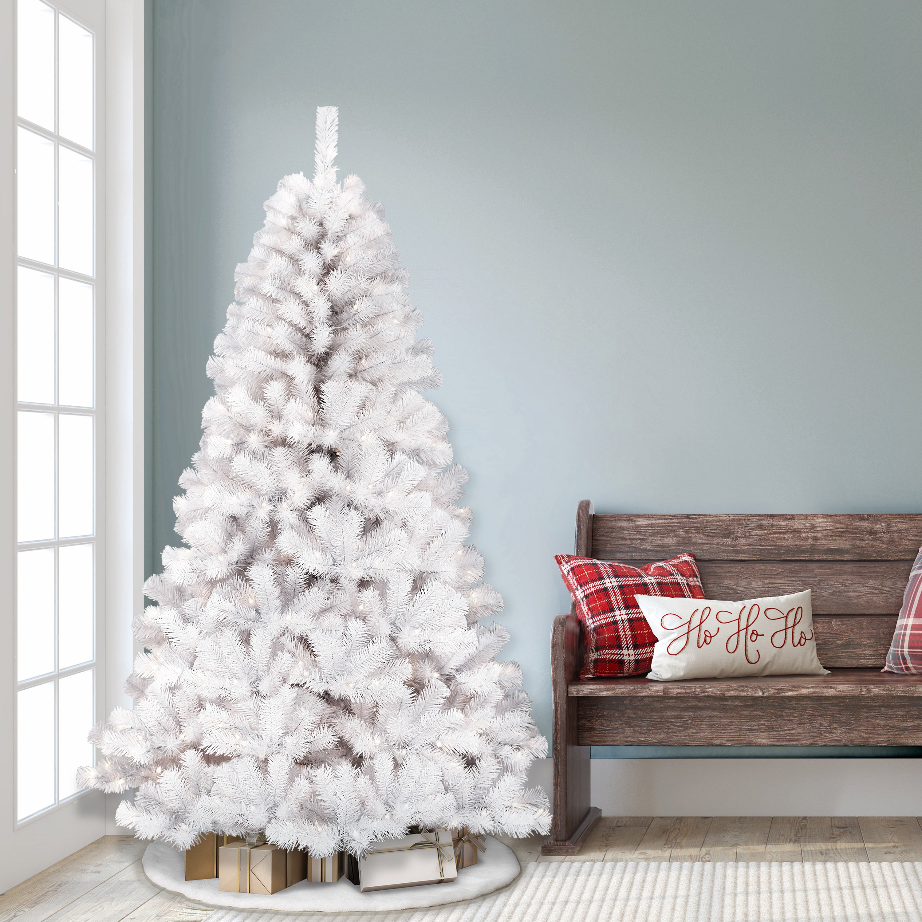 7.5ft Pre-Lit White Northern Fir Christmas Tree