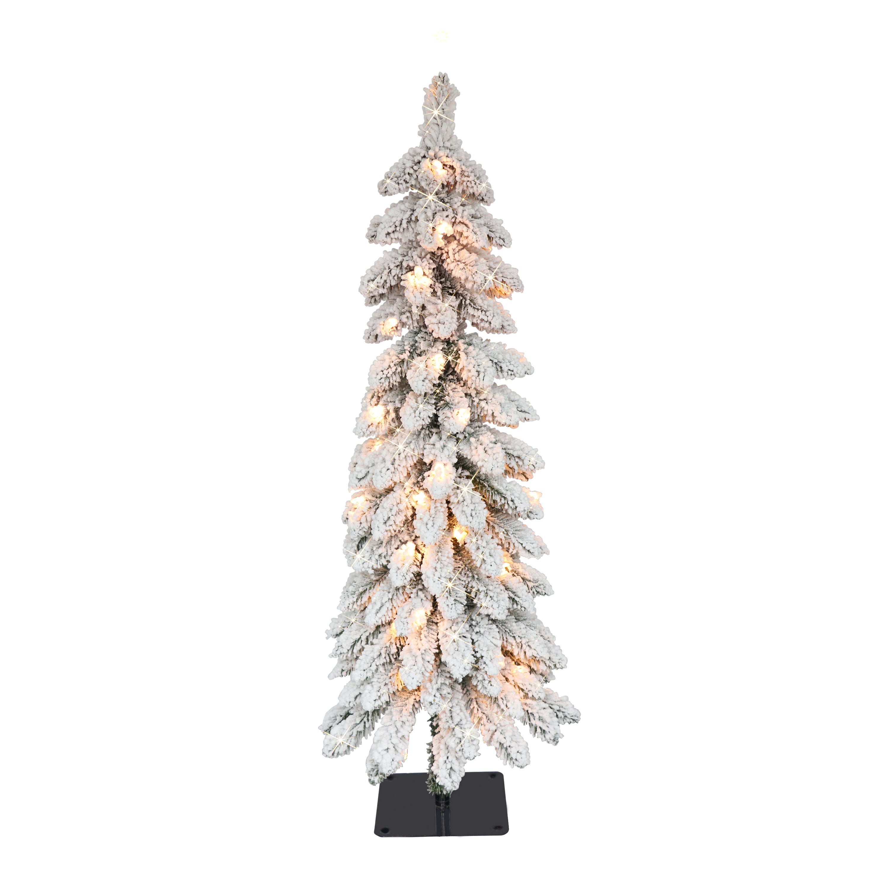 4 ft Pre-Lit Flocked Alpine Pencil Artificial Christmas Tree with 50 UL-Listed Clear Lights 01063A-TFP40C05