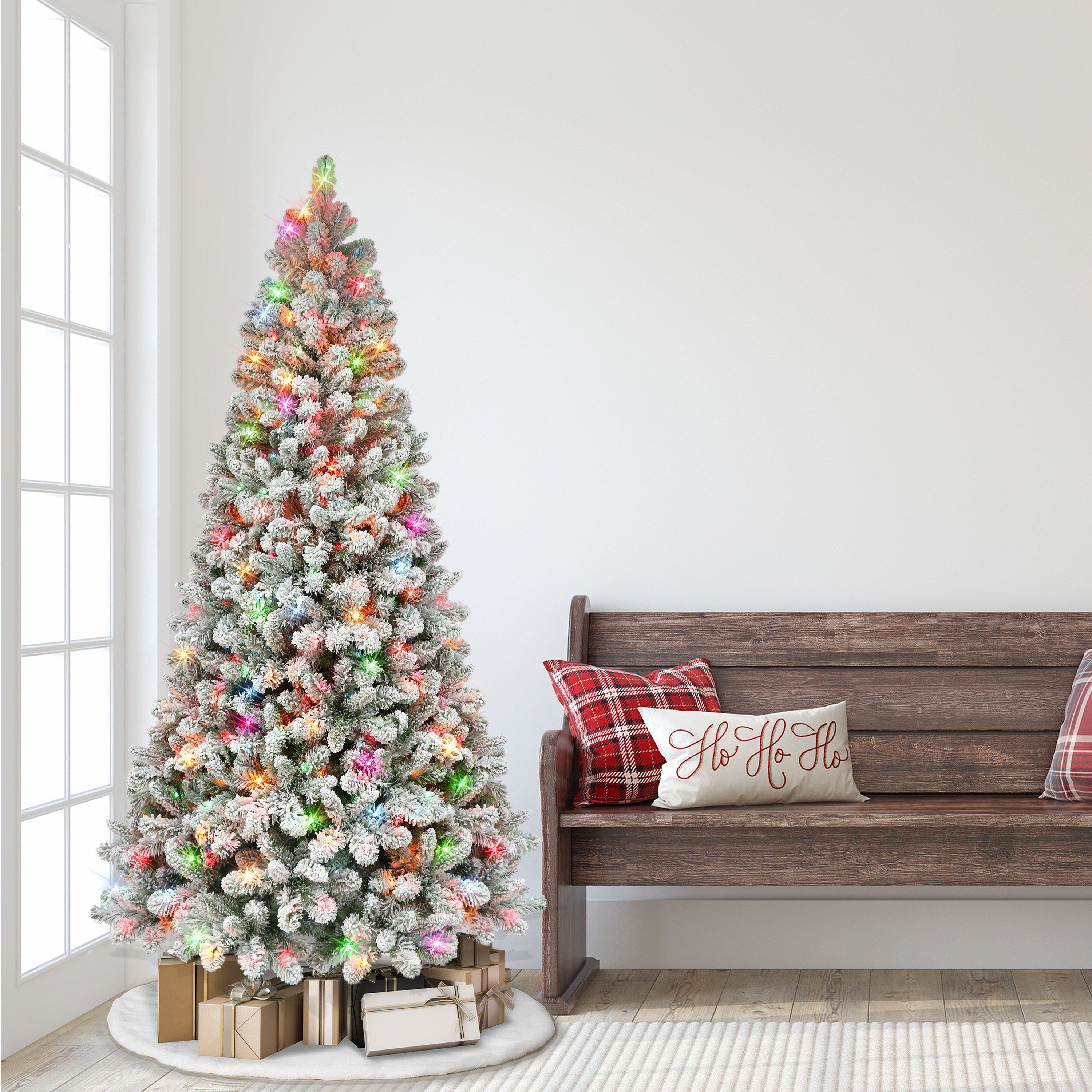 6.5ft Pre-lit Flocked Virginia Pine Tree