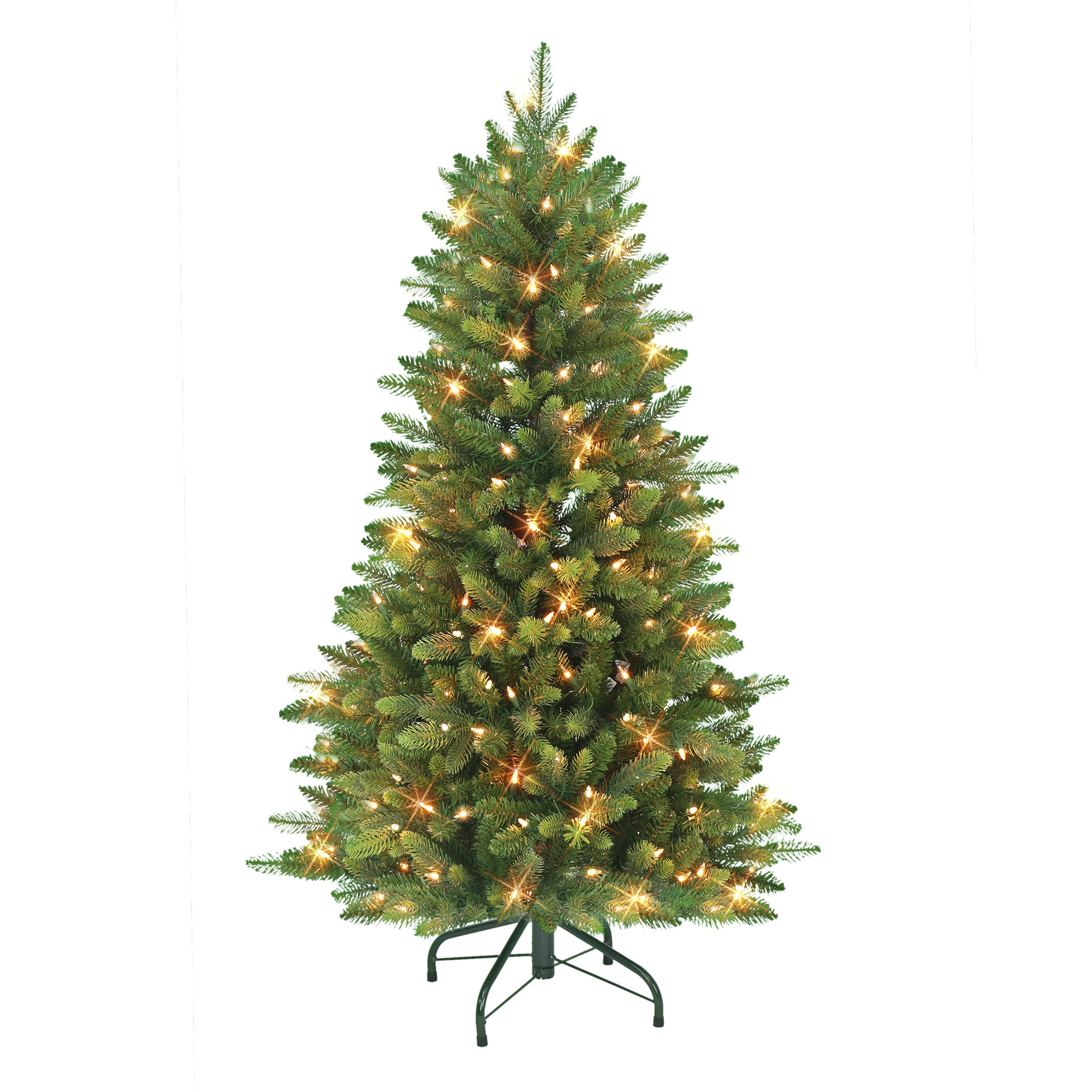 4.5 ft Pre-lit Slim Westford Spruce Artificial Christmas Tree with 200 UL Clear Lights Metal Stand Green WFSLA-45C2