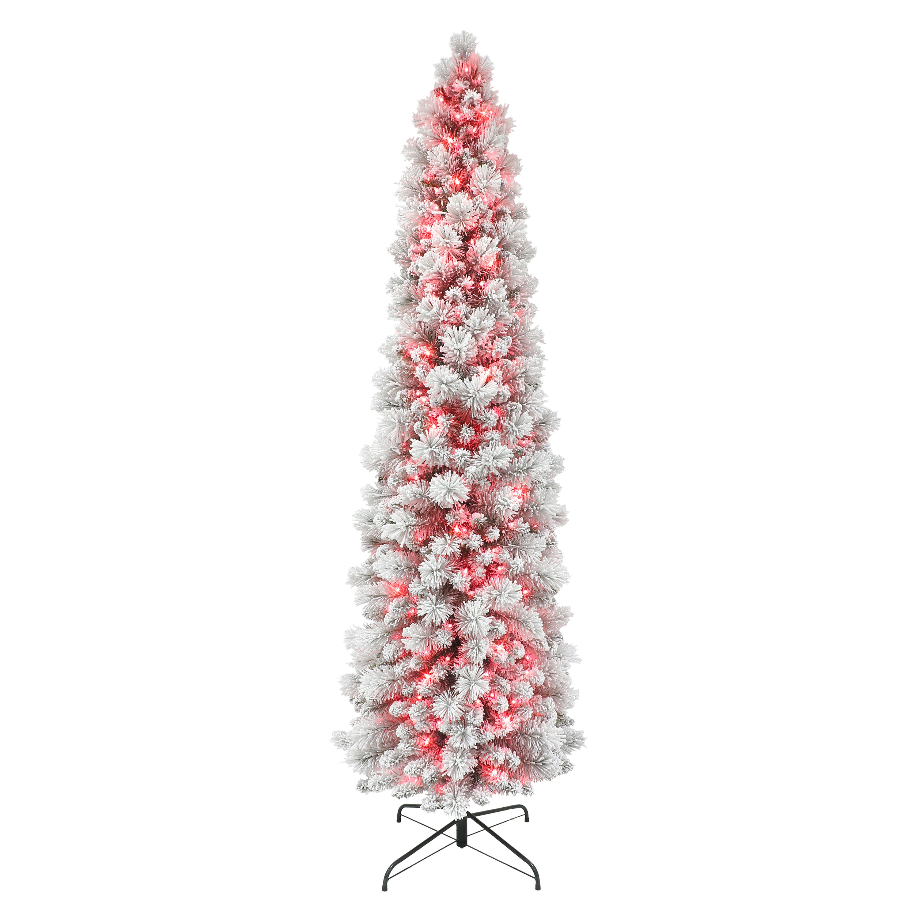 7.5 ft Pre-Lit Flocked Portland Pine Artificial Pencil Tree TFP8305A-75PK350