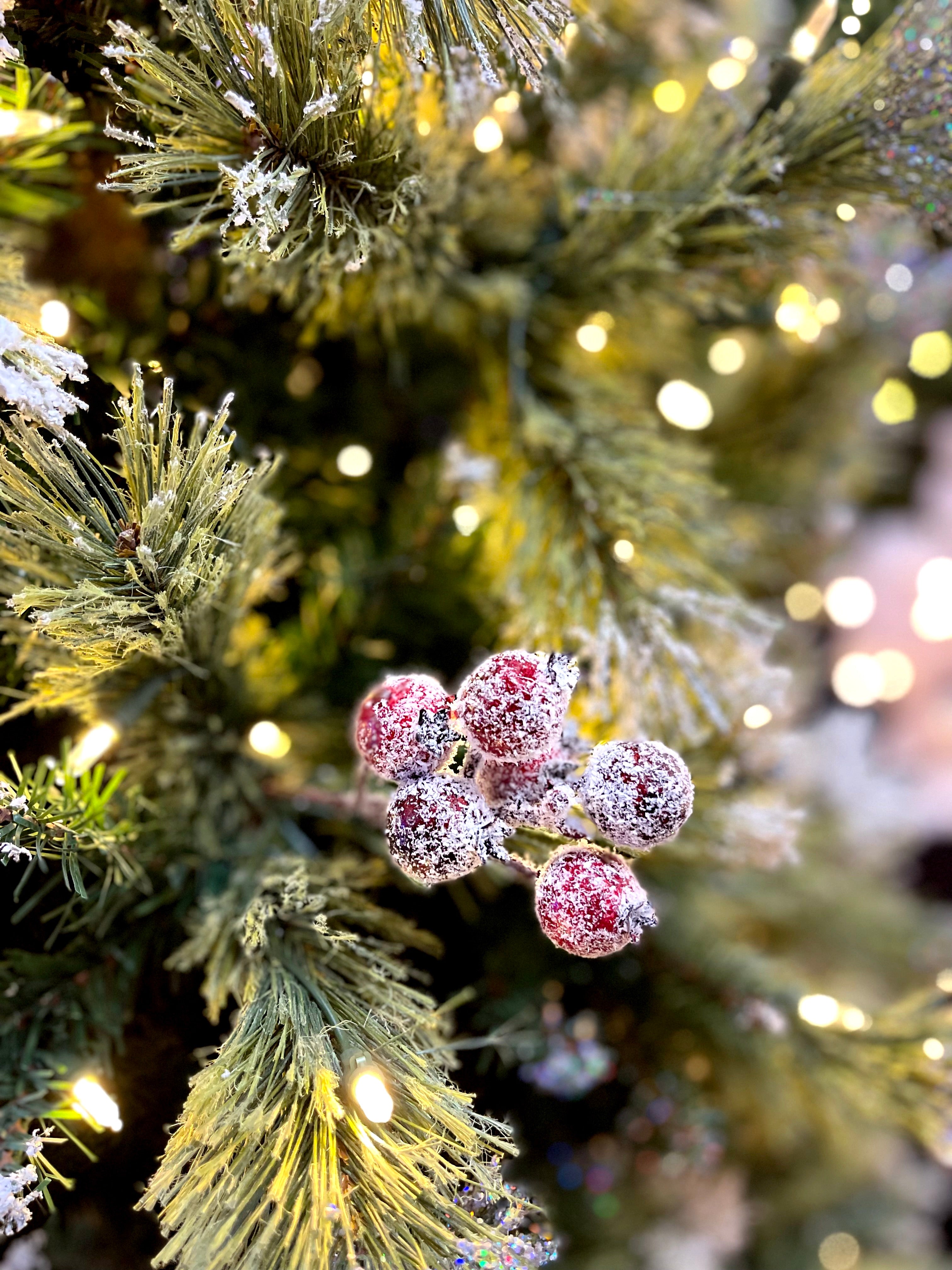 Puleo International 6.5ft Pre-lit Grand Winters Spruce Tree with Warm White LED Lights