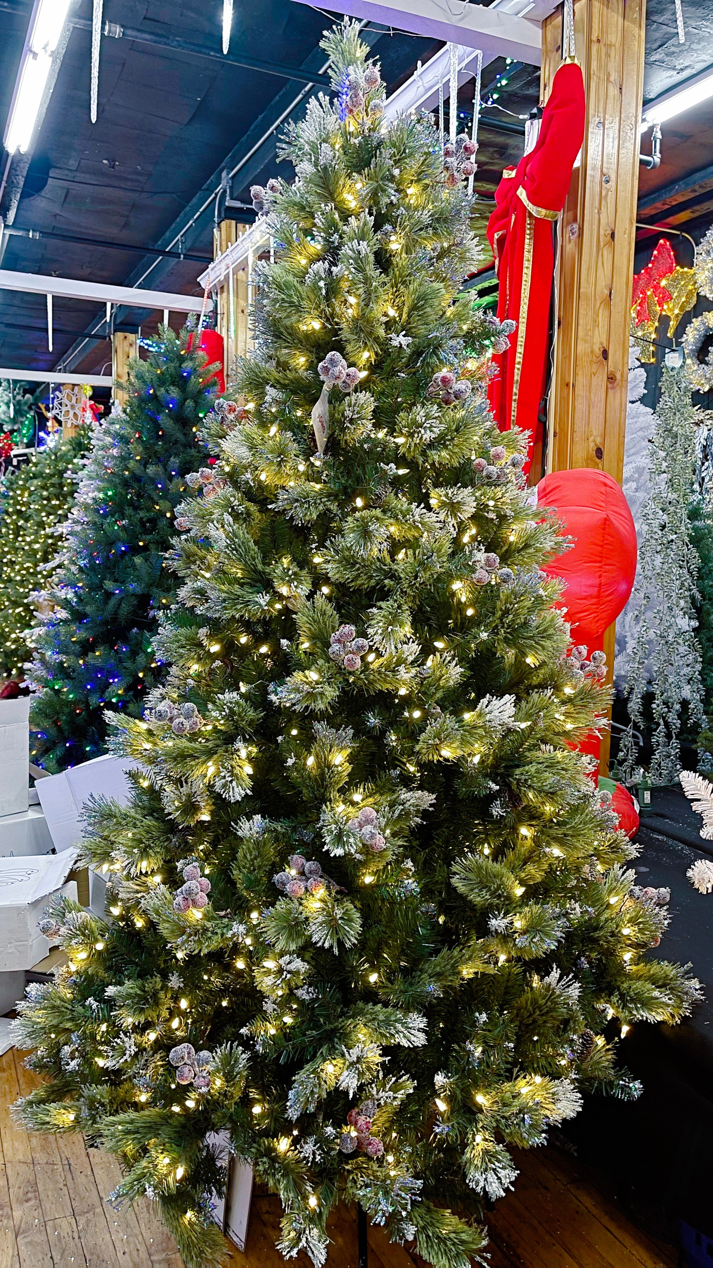 Puleo International 6.5ft Pre-lit Grand Winters Spruce Tree with Warm White LED Lights