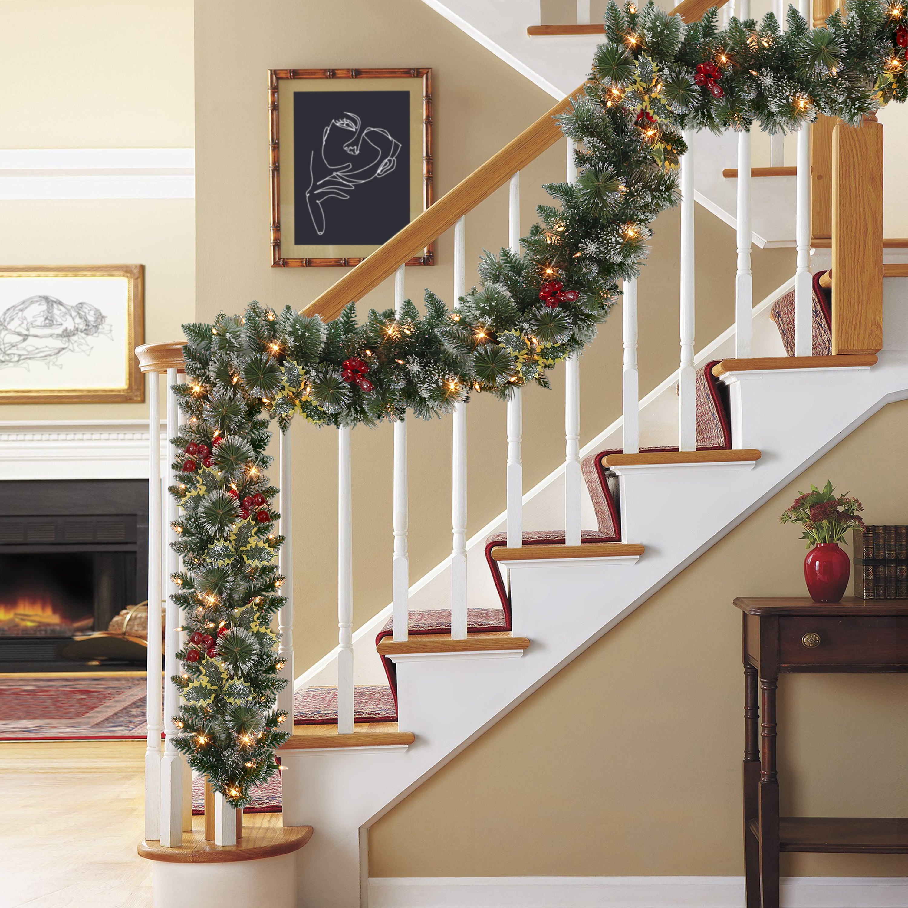 9ft x 10" Pre-Lit Snowy Silverton Pine Garland