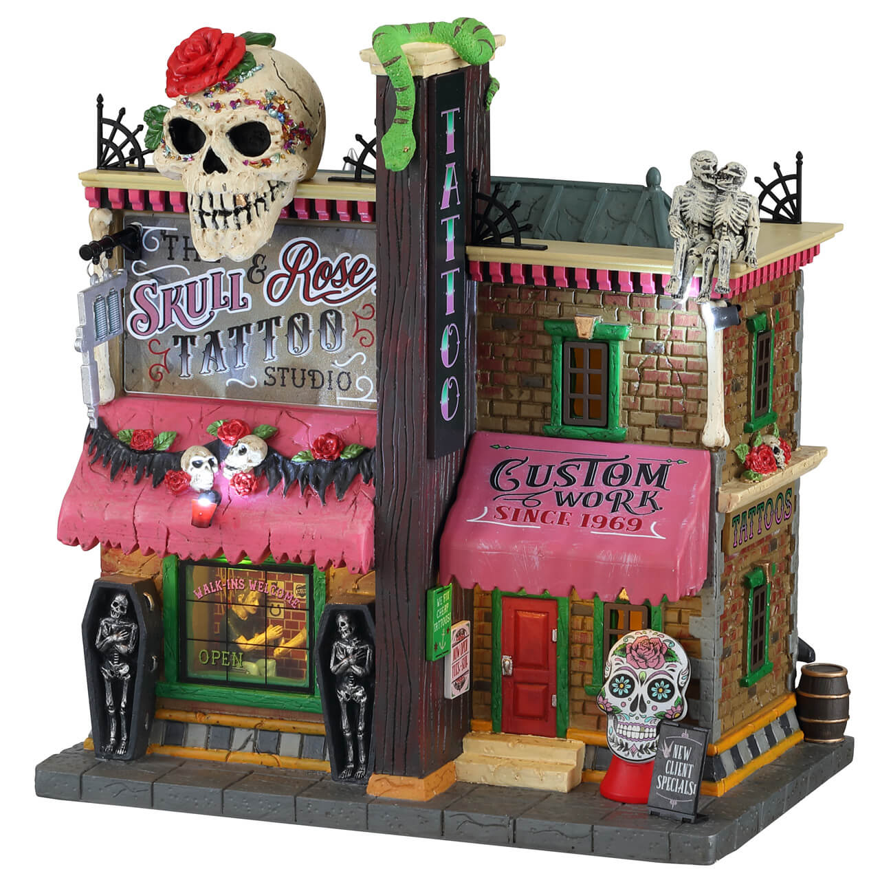 LEMAX The Skull and Rose Tattoo Studio, Battery Operated (4.5V) #15751