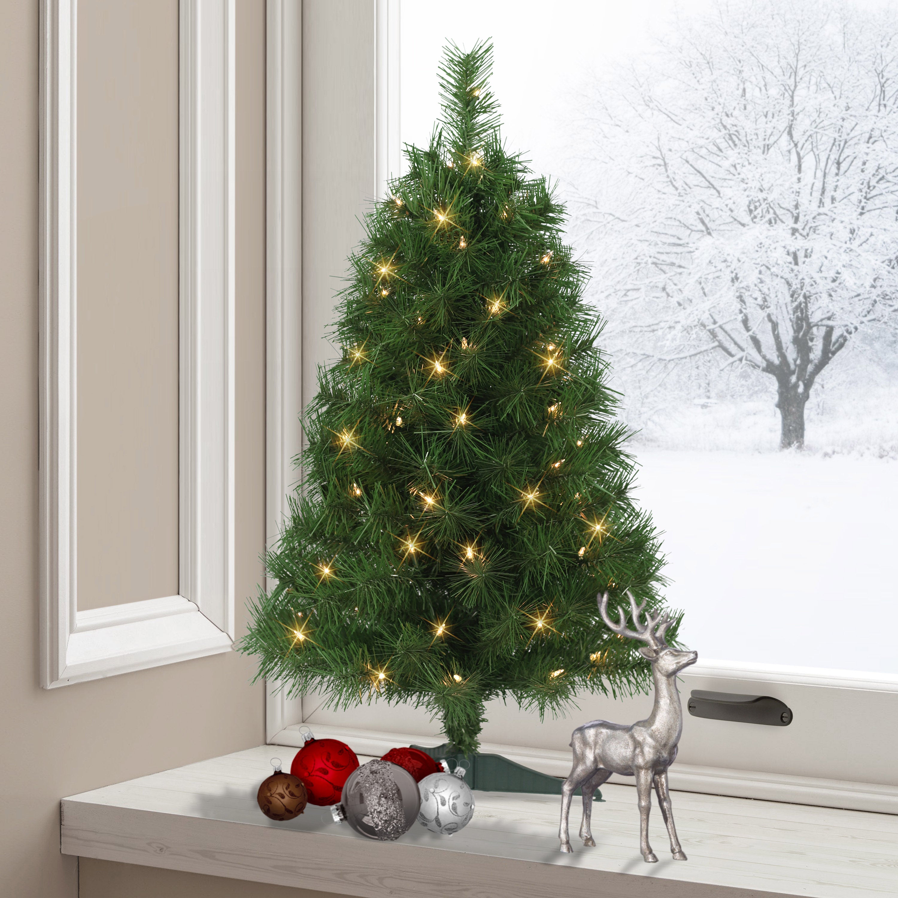 3ft Pre-Lit Snow Ridge Aritificial Fir Tree