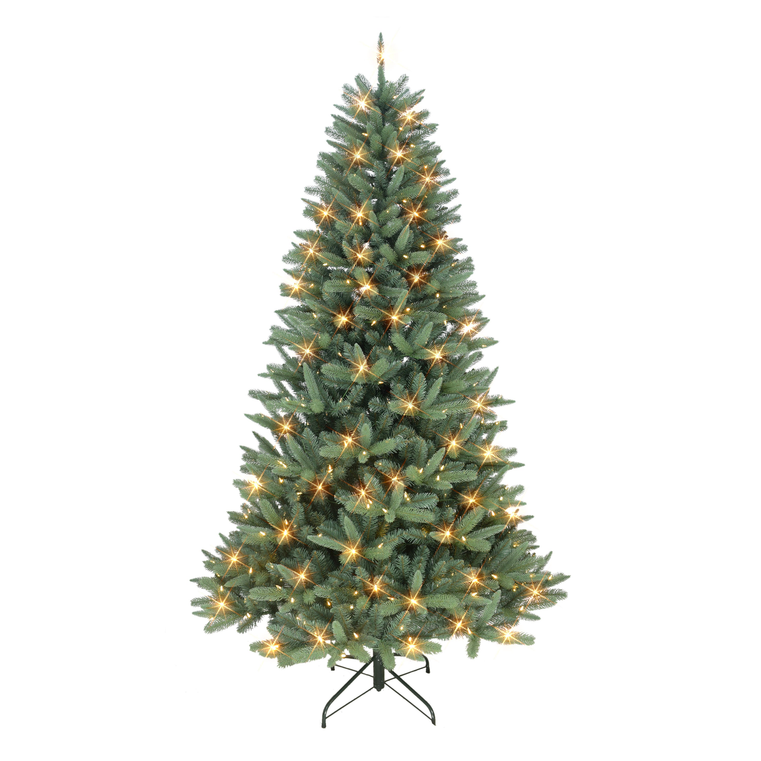7.5 ft Pre-Lit Monterey Spruce Tree with 500 Warm White LED Lights Sure-Lit Pole® Metal Stand Green MTSA-75QLW5