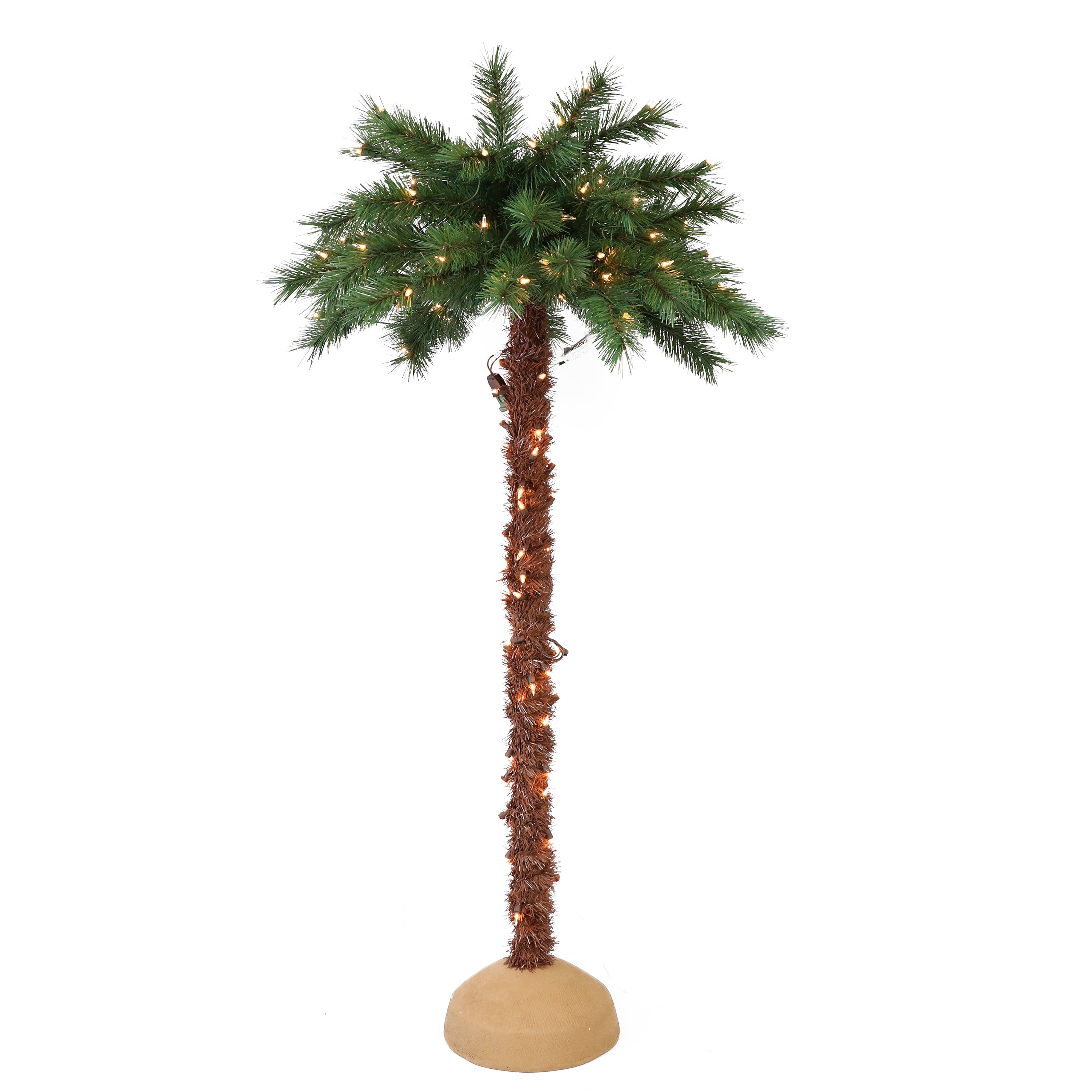 6 ft Outdoor-Indoor Pre-Lit Artificial Palm Tree with 150 UL Clear Lights Base Included Green DT8345A-60C150